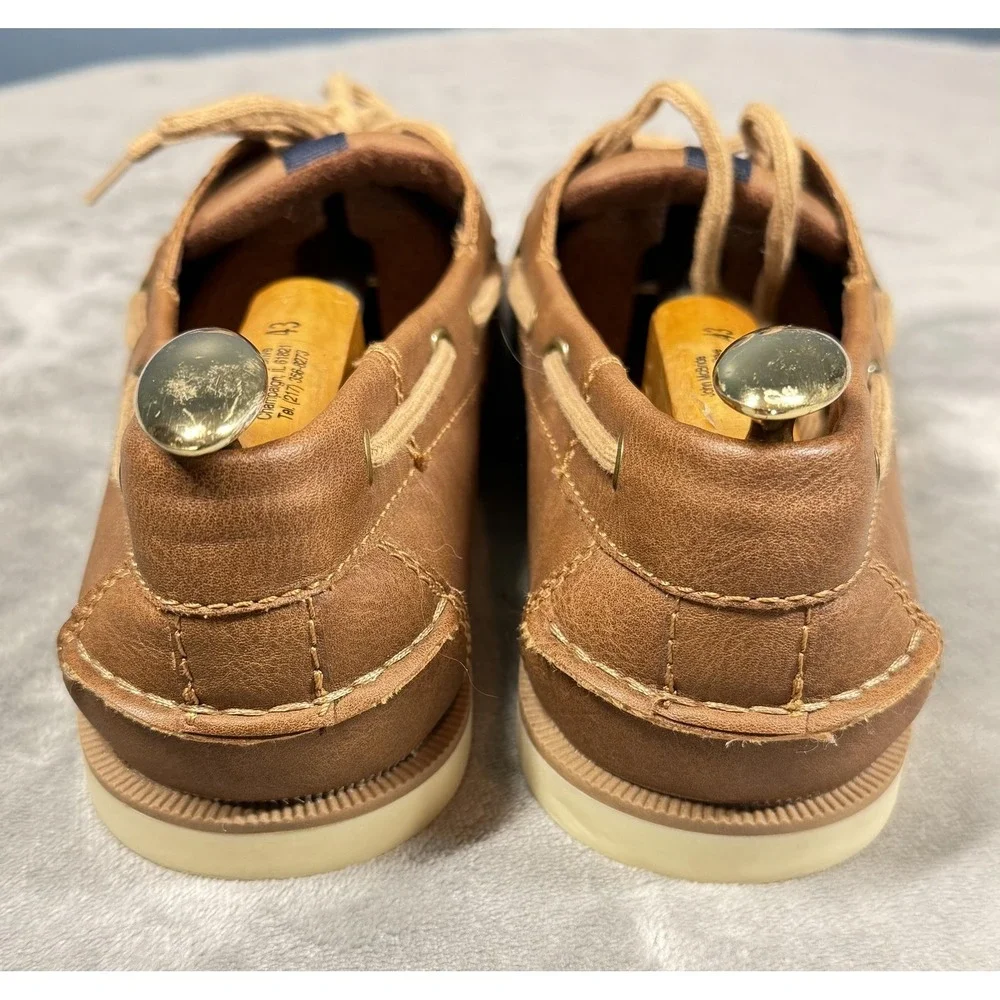 Sonoma Boat Shoes Mens Size 11W Brown Faux Leather Lace Up Casual Deck Nautical